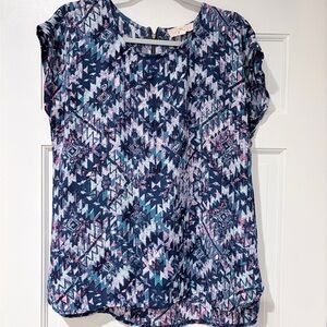Pink Republic Geometric Patterned Blouse - Blue and Pink - Large